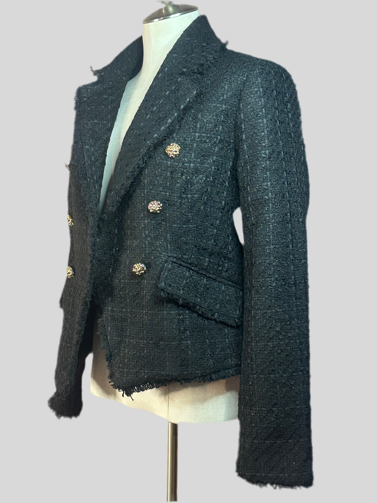 SIMONS Contemporaine - Golden Button Black Tweed Blazer
