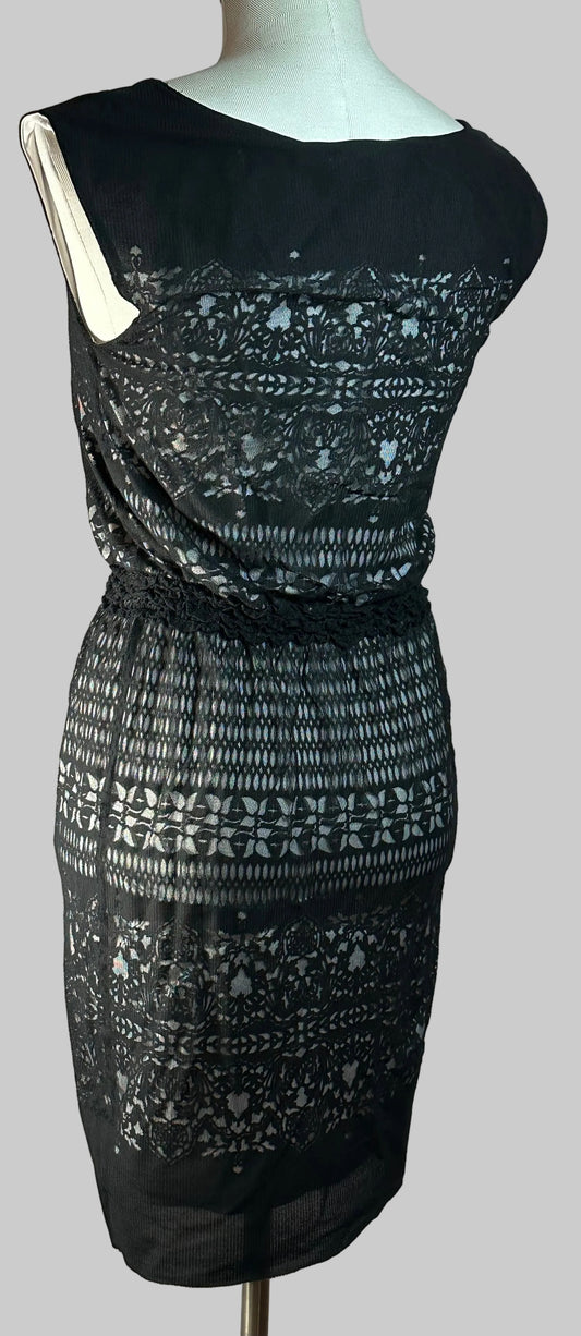 Max Studio - Black and White Sleeveless Dress - Size Small