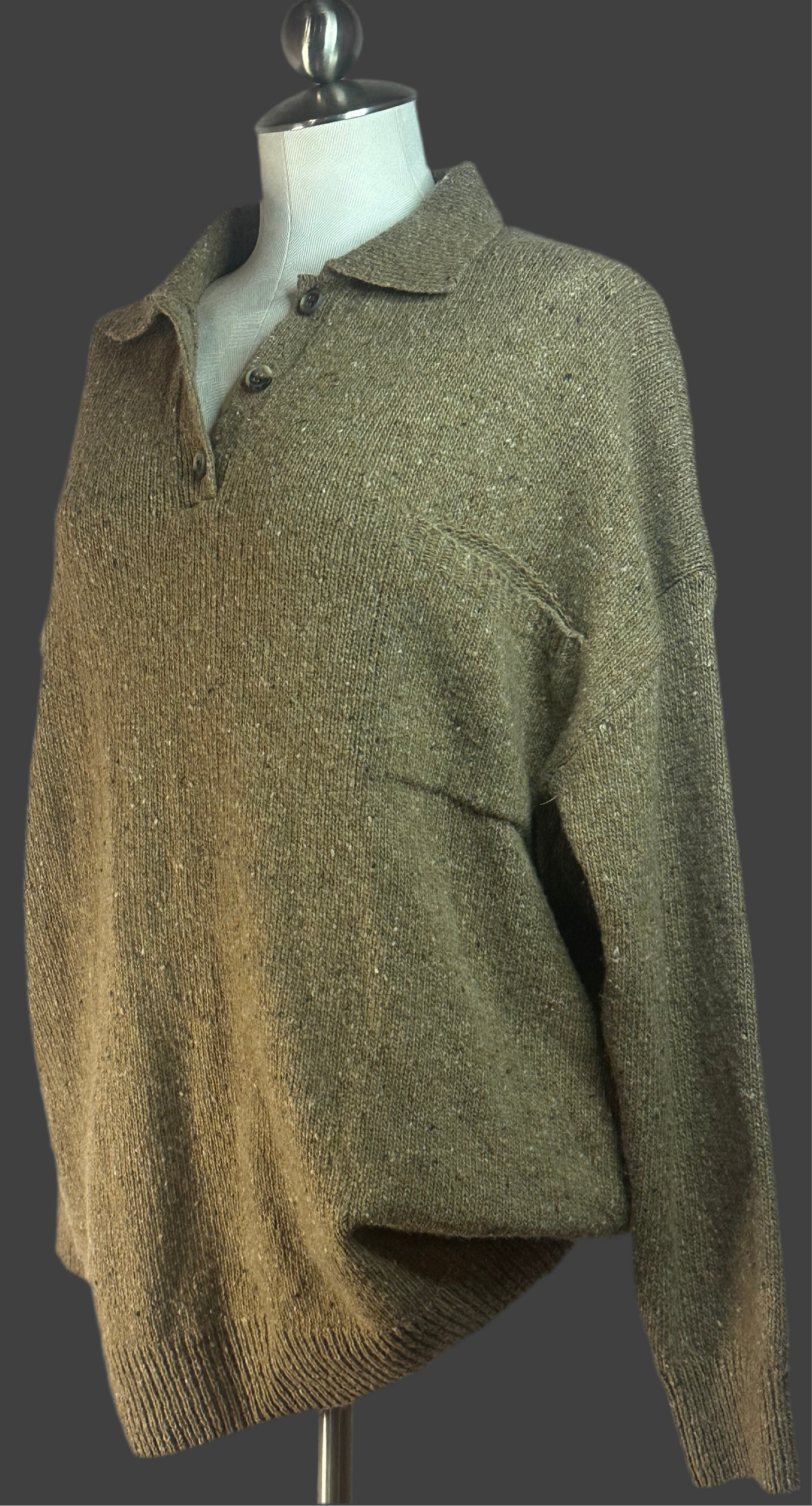 Zara Oversized Sweater - Brown Long Sleeve Left Upper Pocket - Upper Buttons