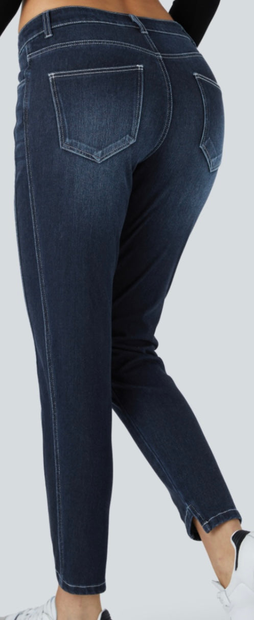 Halara - Flex Mid Low Rise Zipper Pocket Causal Skinny Jean