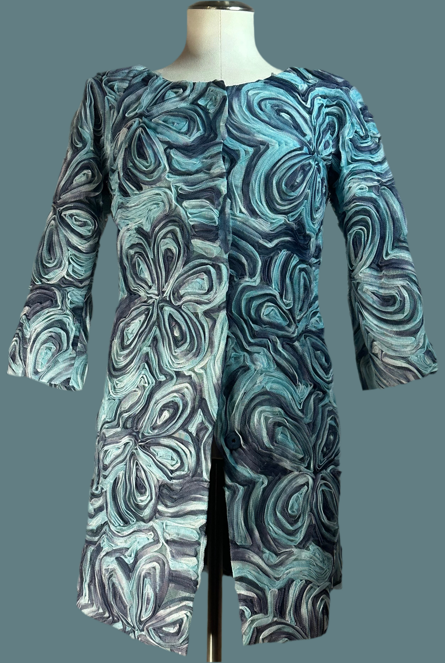 Hanii Y - Textured Flower Silk Long Jacket
