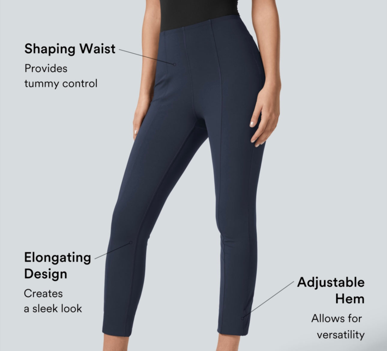 Halara - Flex High Waisted Tummy Control Adjustable Hem Work Pant 7/8 Pant