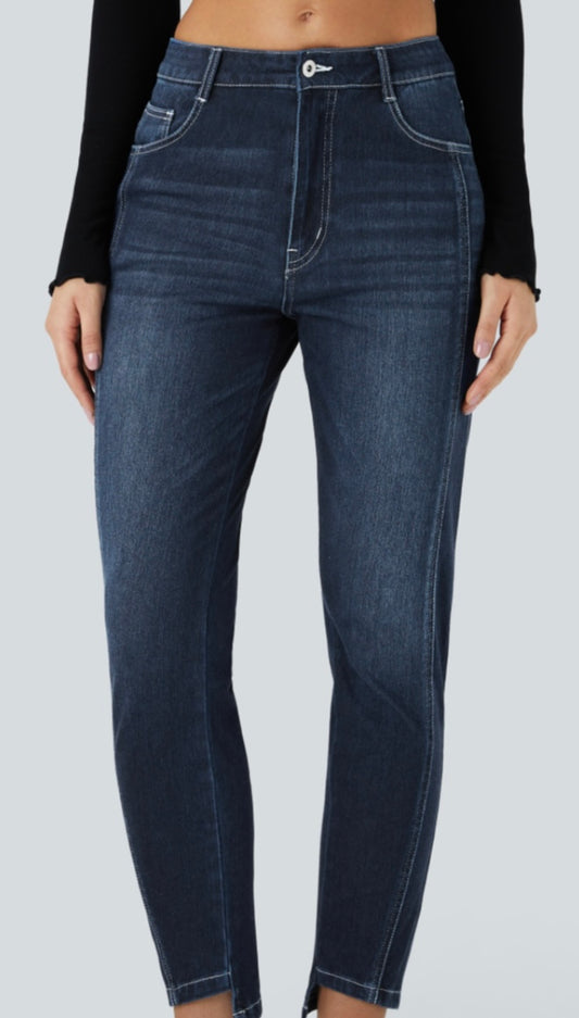 Halara - Flex Mid Low Rise Zipper Pocket Causal Skinny Jean
