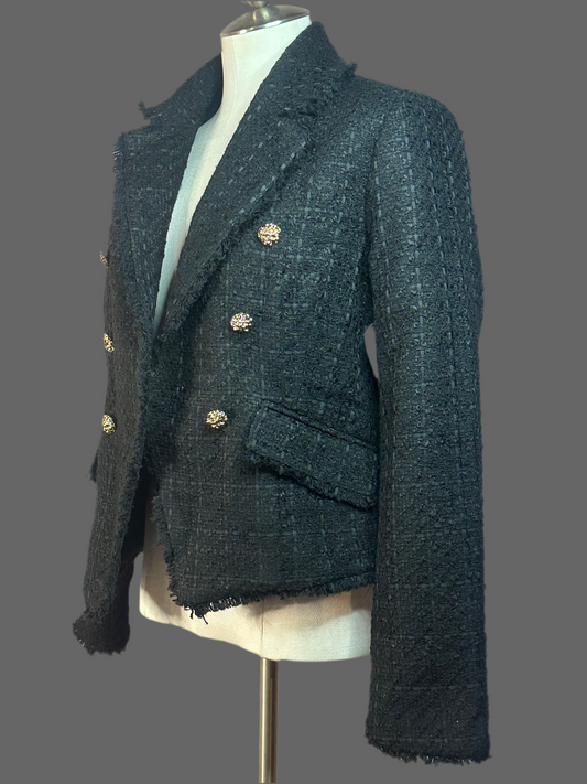 SIMONS Contemporaine - Golden Button Black Tweed Blazer