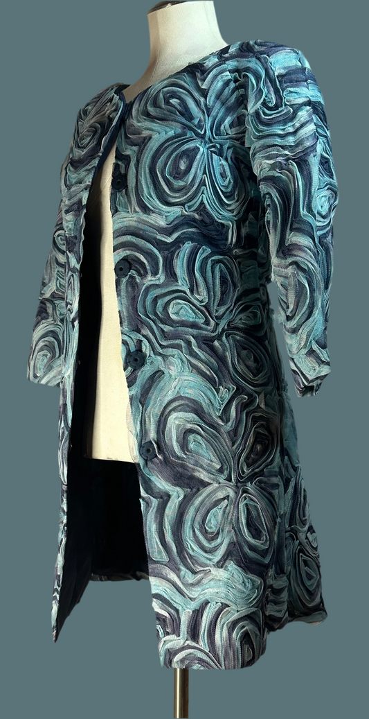 Hanii Y - Textured Flower Silk Long Jacket