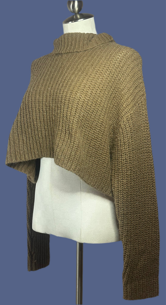Oak + Fort - Super Crop Sweater - Brown