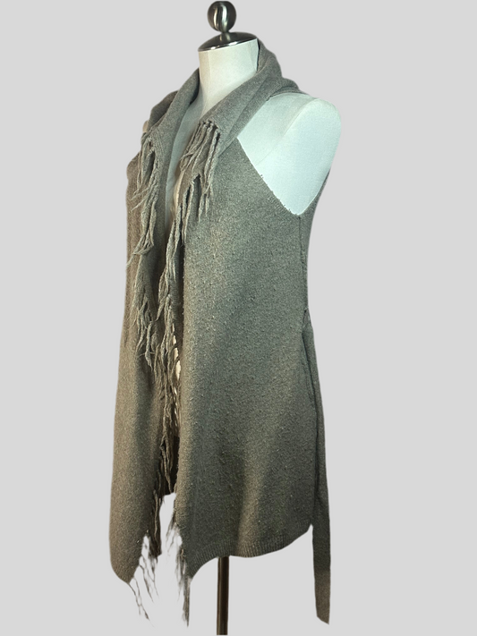 Max Studio - Beige/Brown Long Open Front Vest