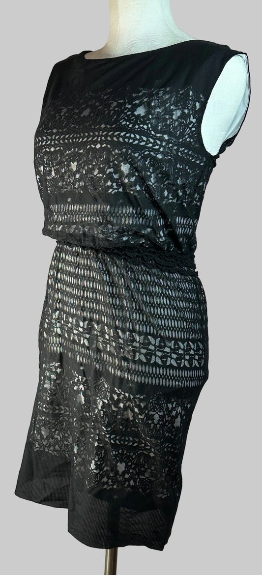 Max Studio - Black and White Sleeveless Dress - Size Small