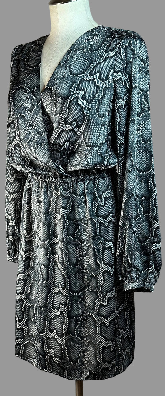 Michael Kors - Snake Skin Grey Print Long Sleeve Dress - Size is 6