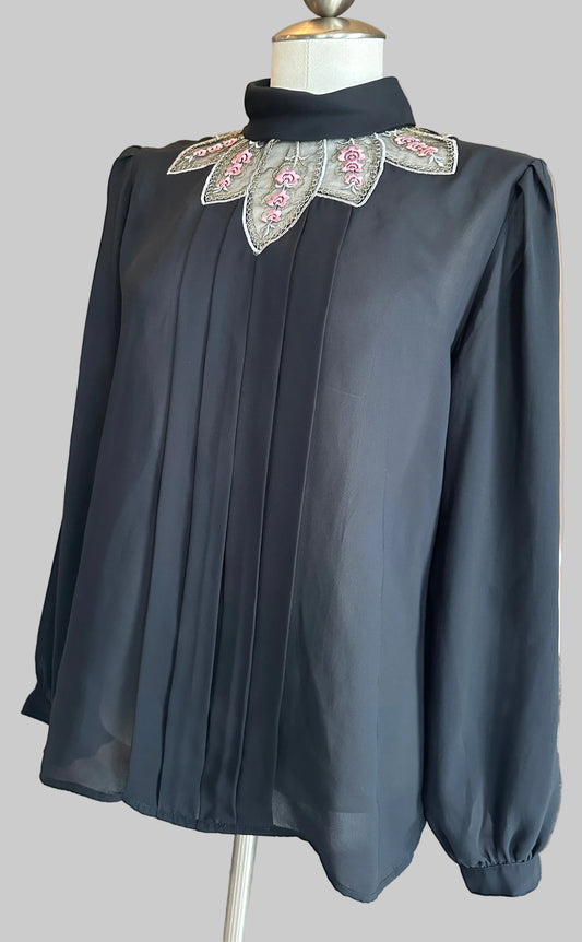 #Elite International - Long Sleeve Blouse - Vintage Blouse from Japan